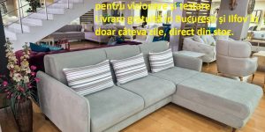 Colțar extensibil NAPOLI expus în showroom-ul Ferremo, prezentat în nuanța oficială, gata pentru testare și livrare rapidă.