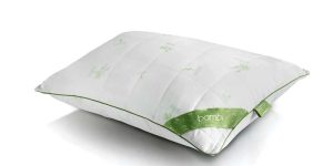 Perna ortopedica si respirabila Bamboo Sleep Bambi umpluta cu fibre organice de bambus si margine decorativa verde