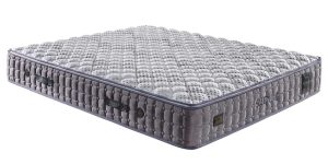 Saltea ortopedica Sleepure Bambi cu topper superior detasabil, sistem de arcuri impachetate Pocket Spring si bordura tapitata gri
