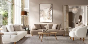 Set living modern MILAN format din canapea de 3 locuri și fotoliu berjer elegant