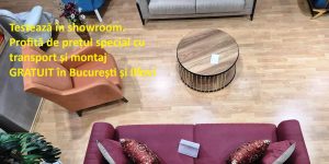 Canapea extensibilă 3 locuri PIERO nuanță bordo în ambient, prezentând detalii premium ale tapițeriei, pernelor decorative și designului elegant.